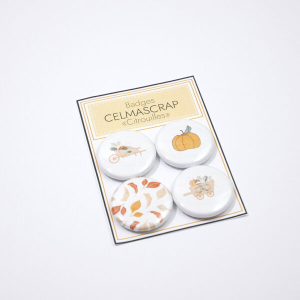 Lot de 4 badges "Citrouilles" – Image 3