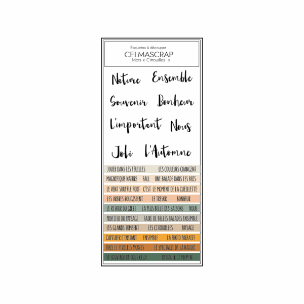 Etiquettes à découper mots "Citrouilles"