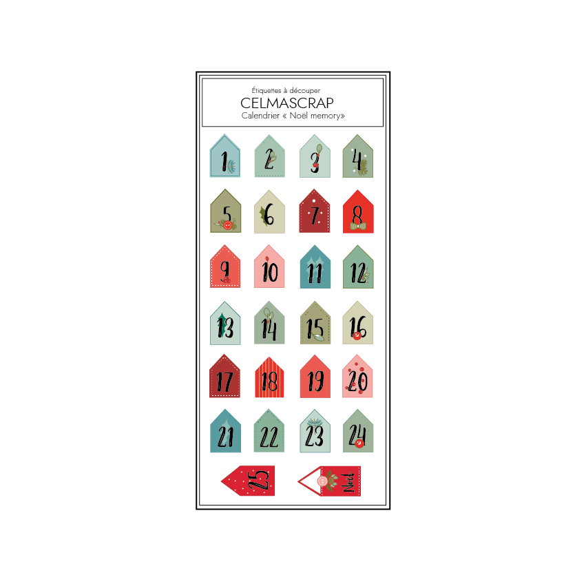 Etiquettes à découper Memory Noël "Calendrier"